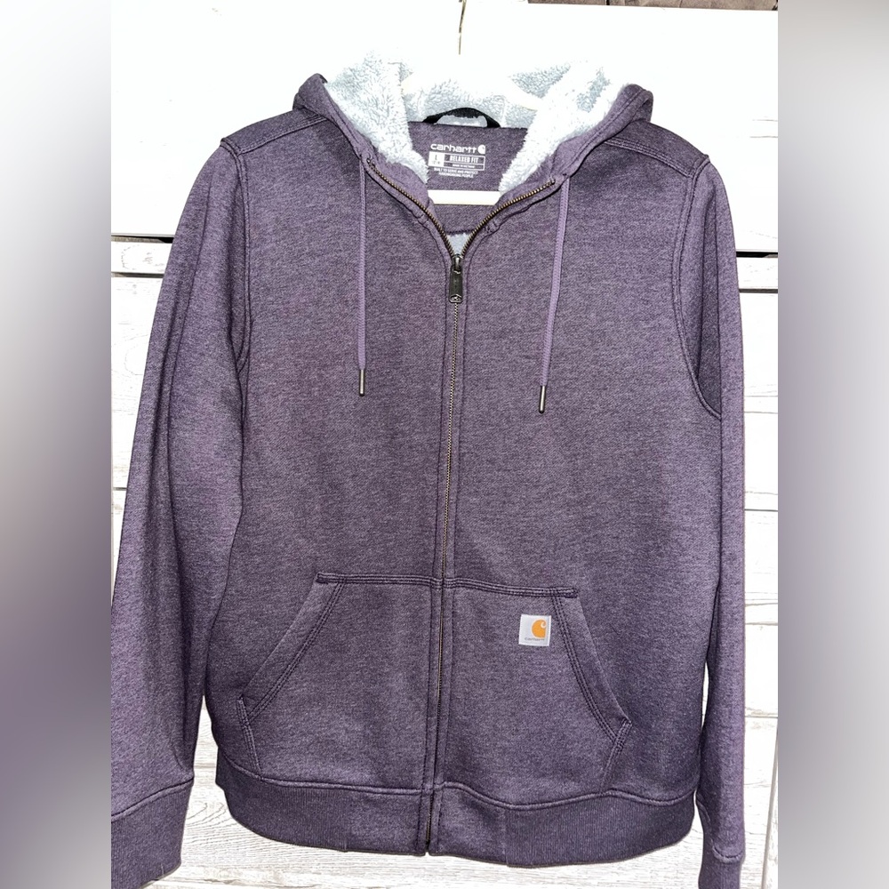 Carhartt Purple Sherpa Lined Full Zip Hoodie